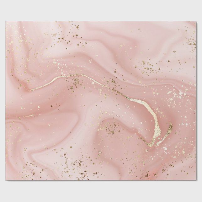 Rosa marmor med guldglitter Abstrakt mönster Presentpapper (Platt)