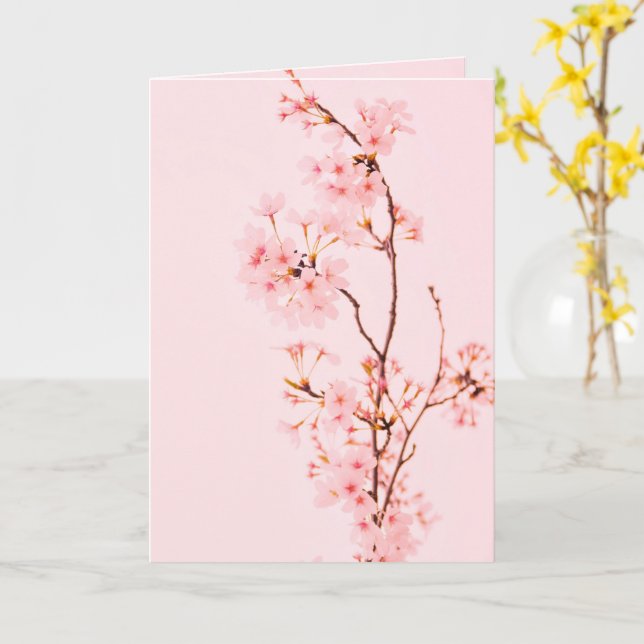rosa marmorerad blomma Vikbar Lyckönskningskort Kort (Gul blomma)