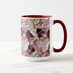 Rosa marmorerad mugg med gul ådra Lyxig kaffekopp