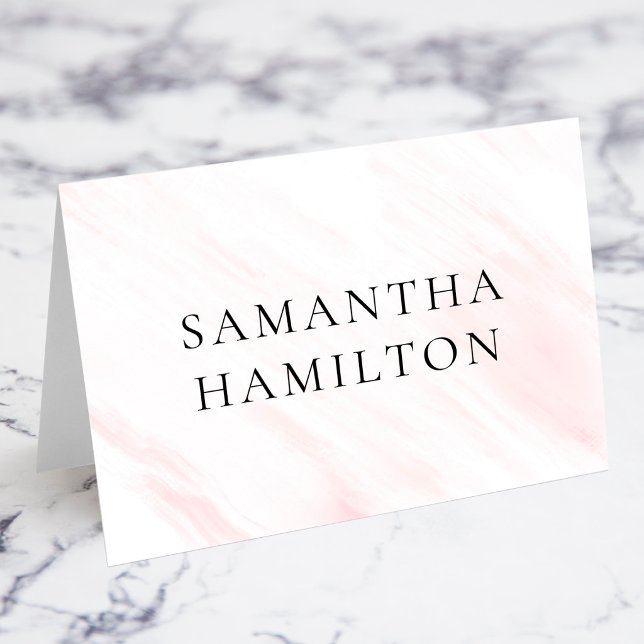 Rosa marmorerade streck CO Namn Platskort Bordsnummer (Faux White and Pink Marble Streaks Cormorant Font Name Place Cards)