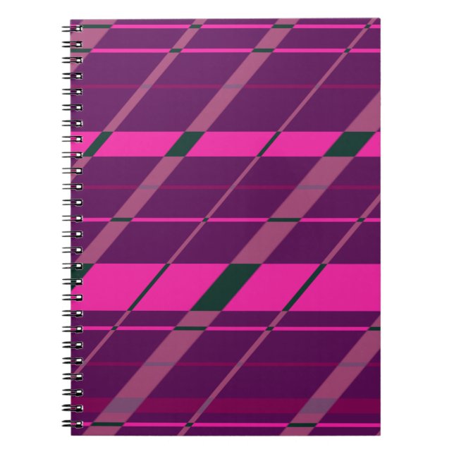 Rosa Maron Black Abstrakt Geometric Roligt Funky Anteckningsbok (Framsidan)