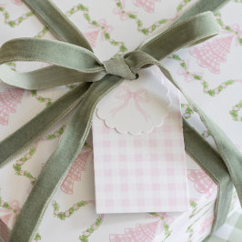 Rosa Marshmallow Gingham Gift Märkres Presentetikett