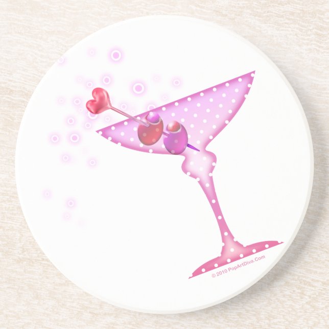 Rosa Martini Coaster Underlägg Sandsten (Framsidan)