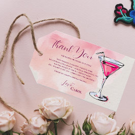 Rosa Martini Cocktail Birthday Favor Tack Presentetikett