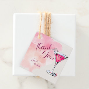 Rosa Martini Cocktail Birthday Tack Gift Gåvor Etiketter