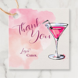Rosa Martini Cocktail Birthday Tack Gift Gåvor Etiketter