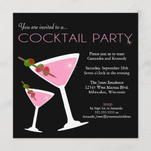 Rosa Martini Cocktail Party-inbjudan Inbjudningar