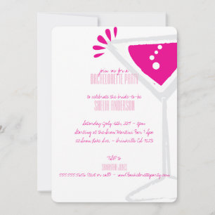 Rosa Martini Glass Bachelorette-partiets inbjudnin Inbjudningar