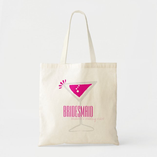 Rosa Martini Glass Bridesmaid Canvas Bag Tygkasse (Framsidan)