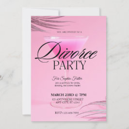 Rosa Martini Glass Divorce Party Inbjudningar