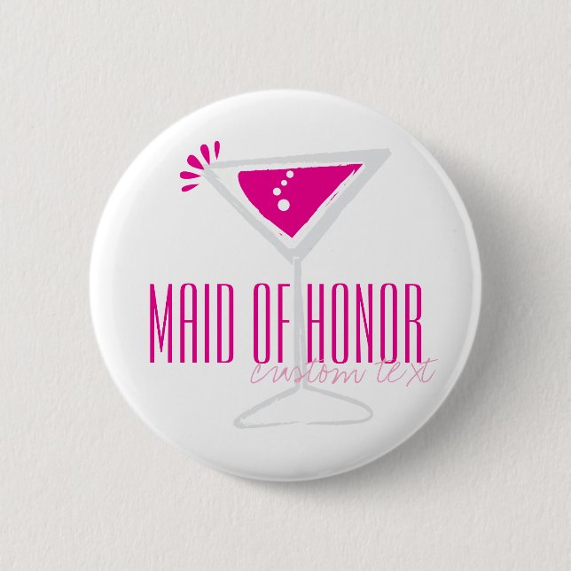 Rosa Martini Glass Maid of honor Button Knapp (Framsida)