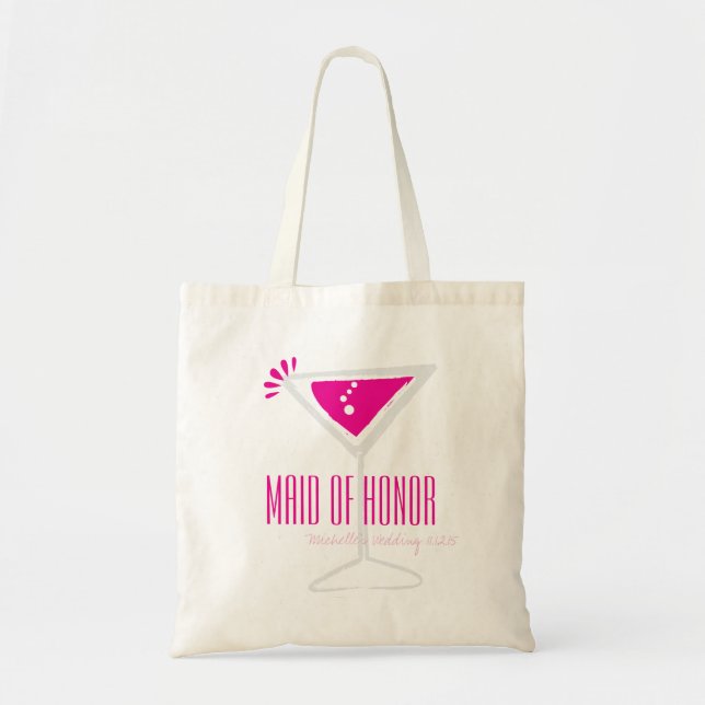 Rosa Martini Glass Maid of honor Canvas Bag Tygkasse (Framsidan)