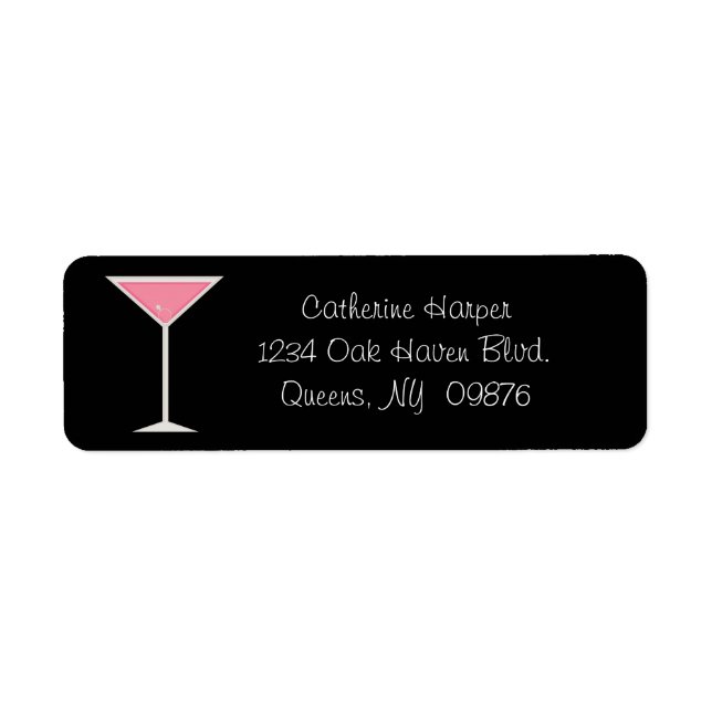 Rosa Martini med Förlovning Ring-etikett Returadress Etikett (Framsidan)