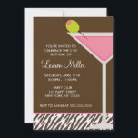 Rosa Martini och Zebra mönstrad Inbjudningar<br><div class="desc">Börja din födelsedagsbäcken i stil genom att skicka inbjudningar till den här chicen med en rosa martini med zebra bakgrund. Art © JW ILLUSTRATION</div>