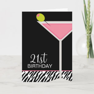 Rosa Martini och zebra mönstrad Kort