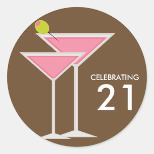 Rosa Martinis Runt Klistermärke
