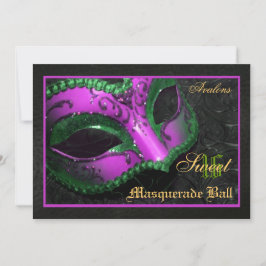 Rosa Mask Masquerad Sweet 16-partsinbjudan Inbjudningar