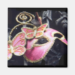 Rosa maskerad Mask fyrkantig magnet