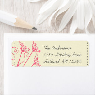 Rosa maskrosdamast returadressetiketter returadress etikett
