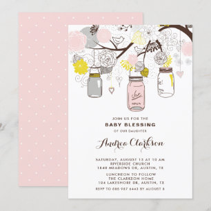  Rosa Mason Burk Blommigt Baby Blating Inbjudningar