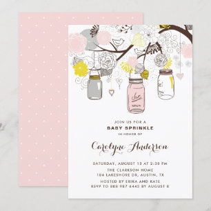 Rosa Mason Burk Blommigt Baby Sprinkle Inbjudningar