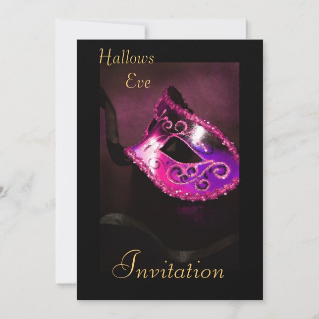 Rosa MasqueraHalloween-Helgdag-inbjudan Inbjudningar (Framsida)