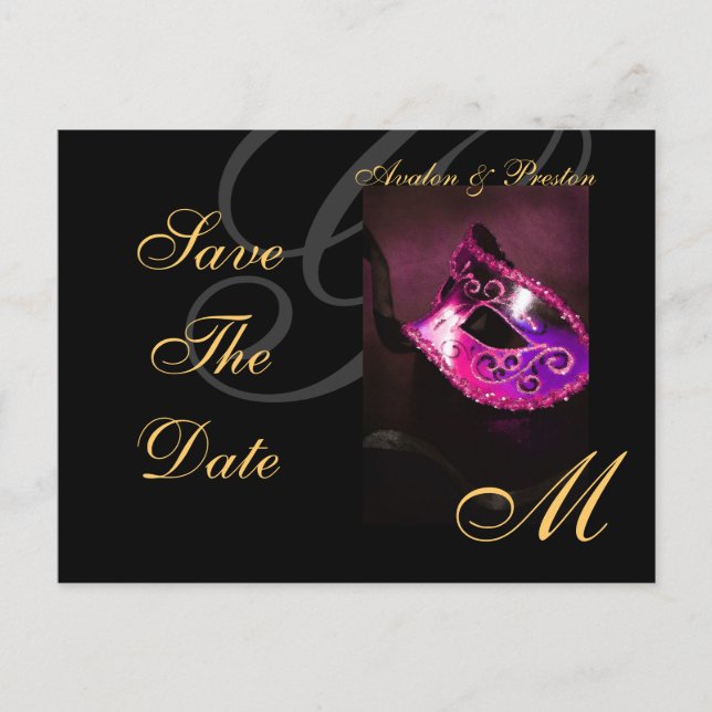 Rosa Masqueramask Spara vykort för datum (Framsida)