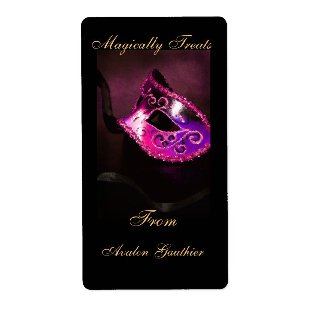 Rosa Masqueramasken Halloween-etikett Fraktsedel (Framsidan)