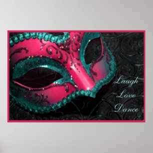 Rosa Masqueramasken Laugh Kärlek Dance Skriv ut Poster
