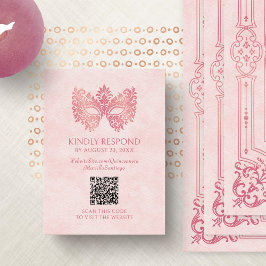 Rosa Masqueramasken Quinceanera QR-OSA Tilläggskort