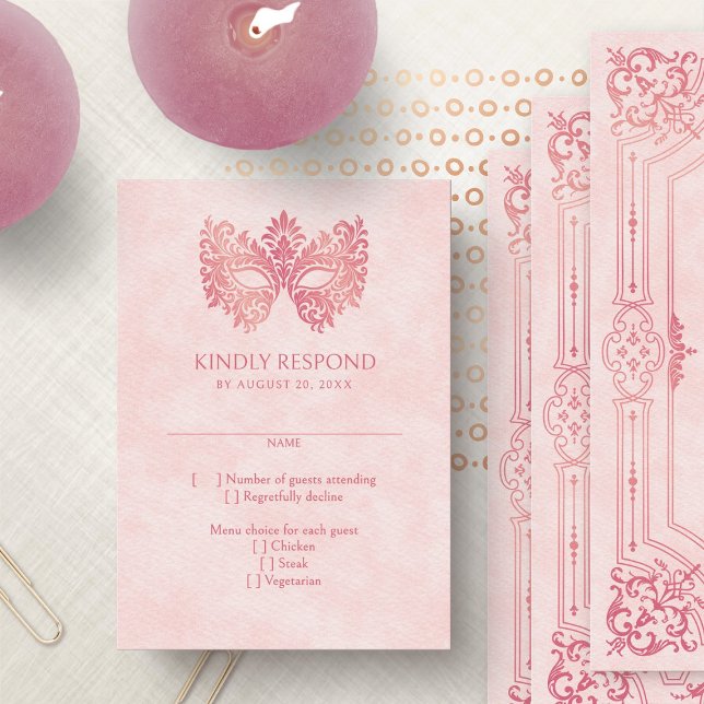 Rosa Masqueramaskens Elegant Quinceanera OSA Kort (Skapare uppladdad)