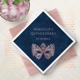 Rosa Masqueramaskens Elegant Quinceanera Pappersservett