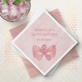 Rosa Masqueramaskens Elegant Quinceanera Pappersservett