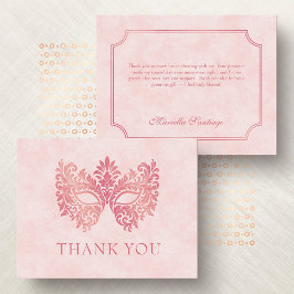 Rosa Masqueramaskens Elegant Quinceanera Tack Kort