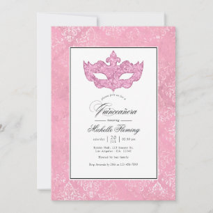 Rosa MasqueraQuinceañera Inbjudningar