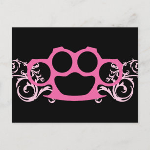 Rosa mässingsknogar vykort