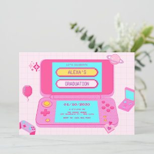 Rosa match retro studenten inbjudningar