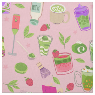 rosa matcha te jordgubbssmoothie tyg