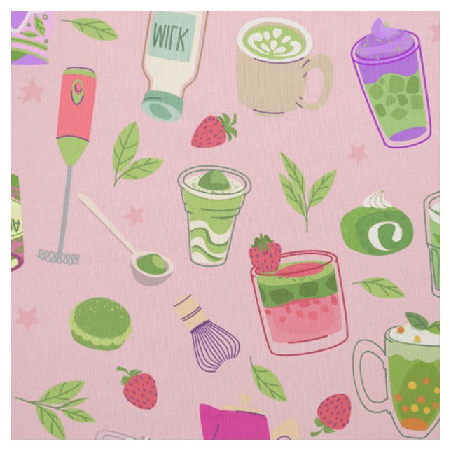 rosa matcha te jordgubbssmoothie tyg (Provkarta)