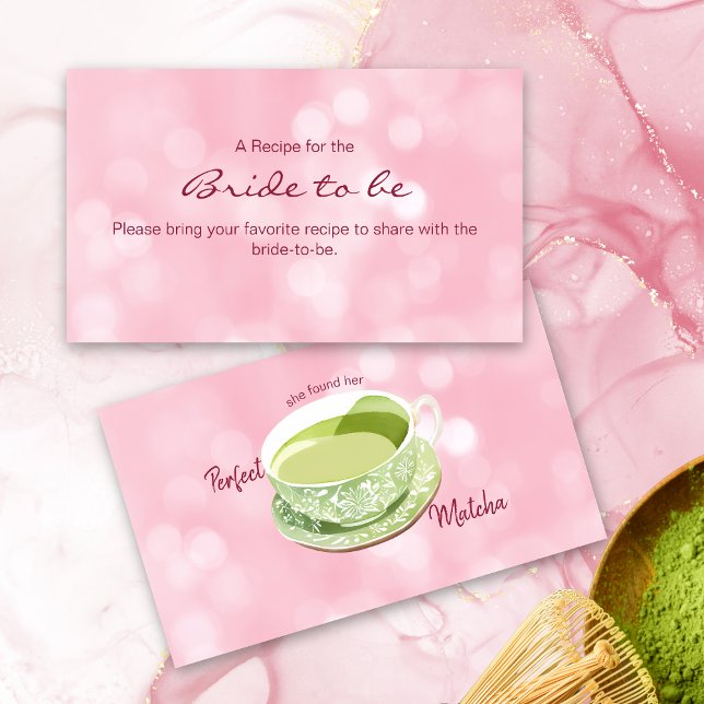 Rosa Matcha Watercolor Möhippa Recipe Tilläggskort (Skapare uppladdad)
