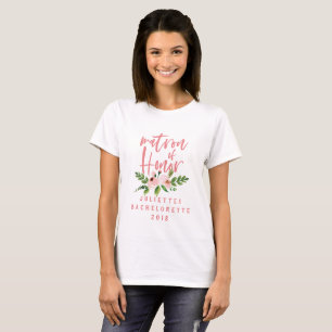 Rosa matron med hedersbetygsfärg t-shirt för blomm