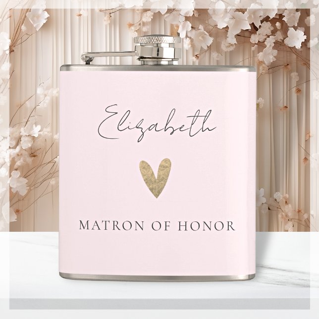 Rosa Matron of Honor Guld Heart Modern Script Fickplunta (Skapare uppladdad)