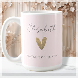 Rosa Matron of Honor Guld Heart Modern Script Kaffemugg