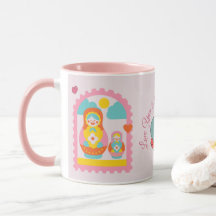 Rosa Matryoshka Söt Rysk Docka i Docka