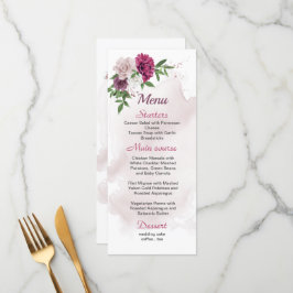 rosa maude white blommor greenery bröllop meny