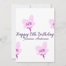 Rosa mauve blommig 15-årsdag quinceanera namn d
