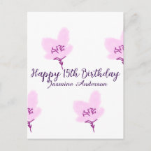 Rosa mauve blommig 15-årsdag quinceanera namn d