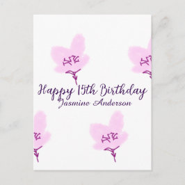 Rosa mauve blommig 15-årsdag quinceanera namn d vykort