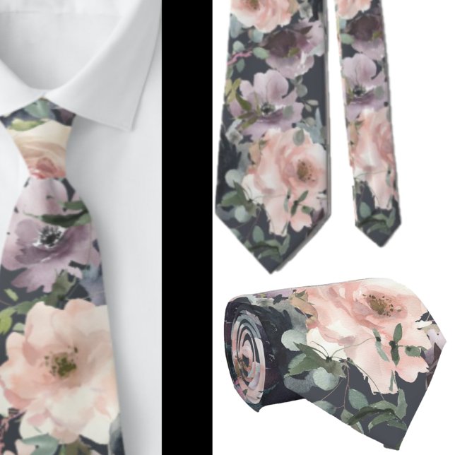 Rosa Mauve Flowers Blommigt Neck Tie Slips (Skapare uppladdad)