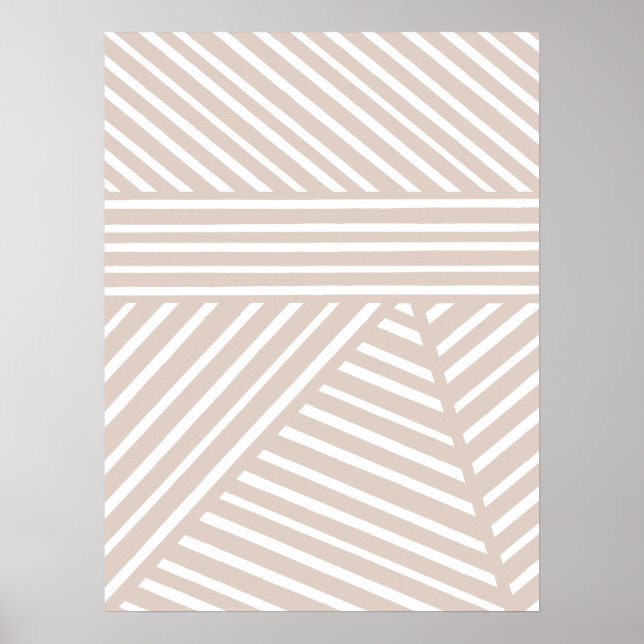 Rosa / mauve minimalist randig väggkonsttryck poster (Framsidan)